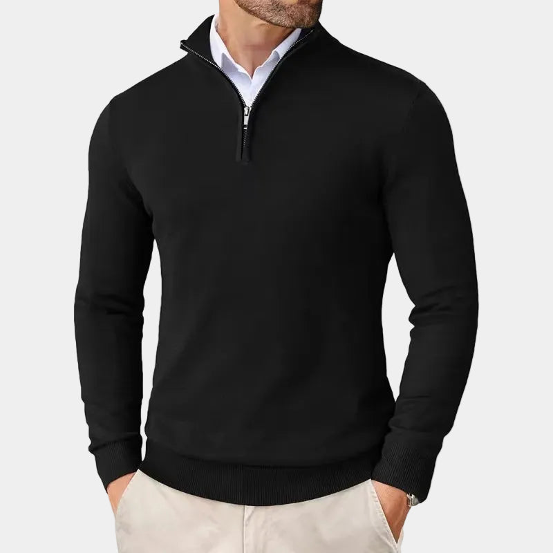 Pull homme demi-zip col montant