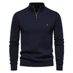 Pull homme demi-zip côtelé