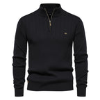 Pull homme demi-zip côtelé