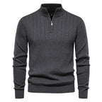Pull homme demi-zip côtelé