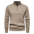 Pull homme demi-zip côtelé