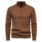 Pull homme demi-zip côtelé