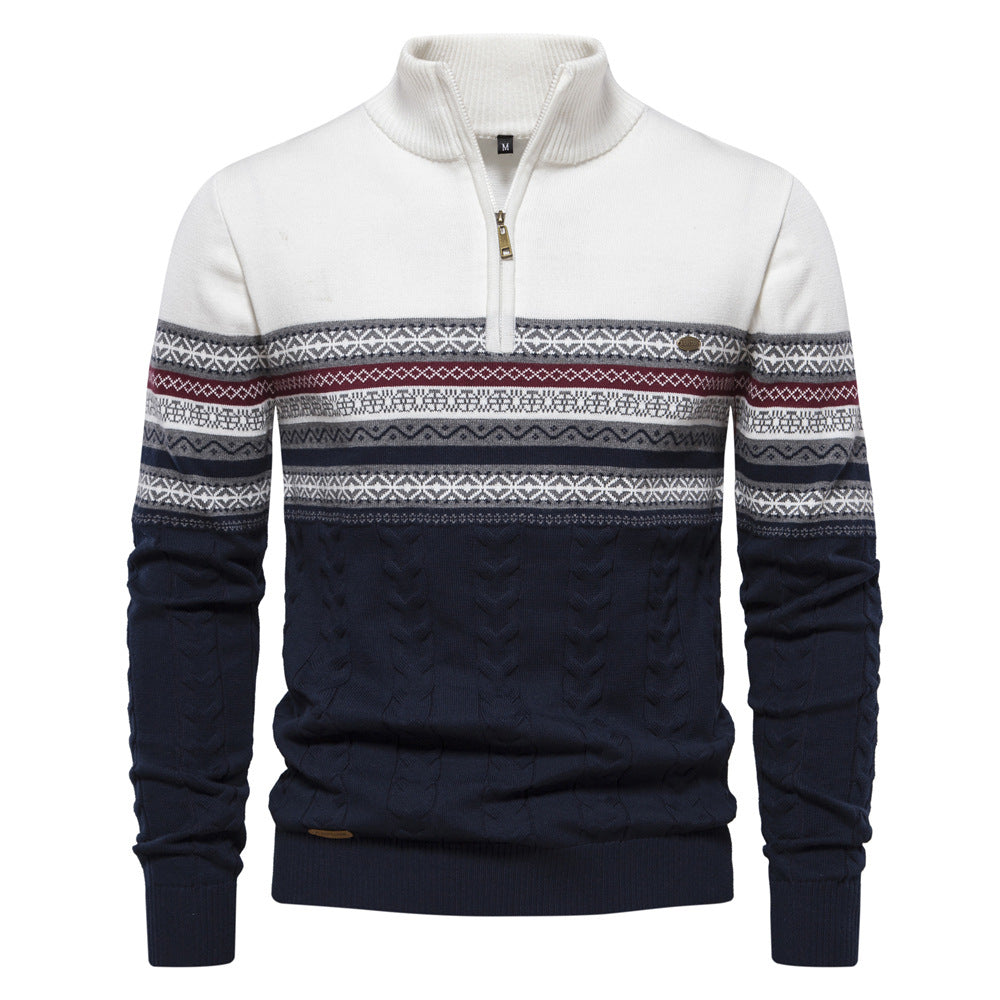 Pull homme demi-zip jacquard