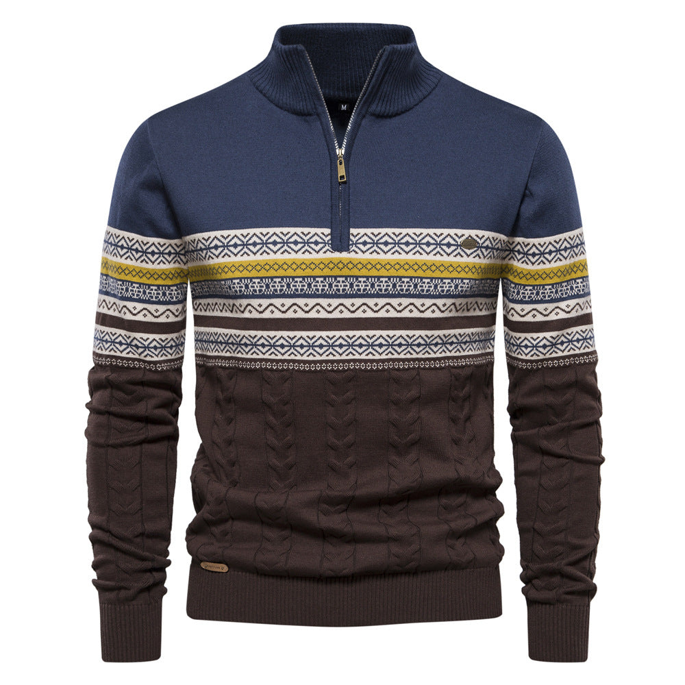 Pull homme demi-zip jacquard