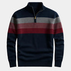 Pull homme demi-zip à rayures