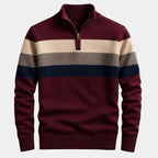 Pull homme demi-zip à rayures