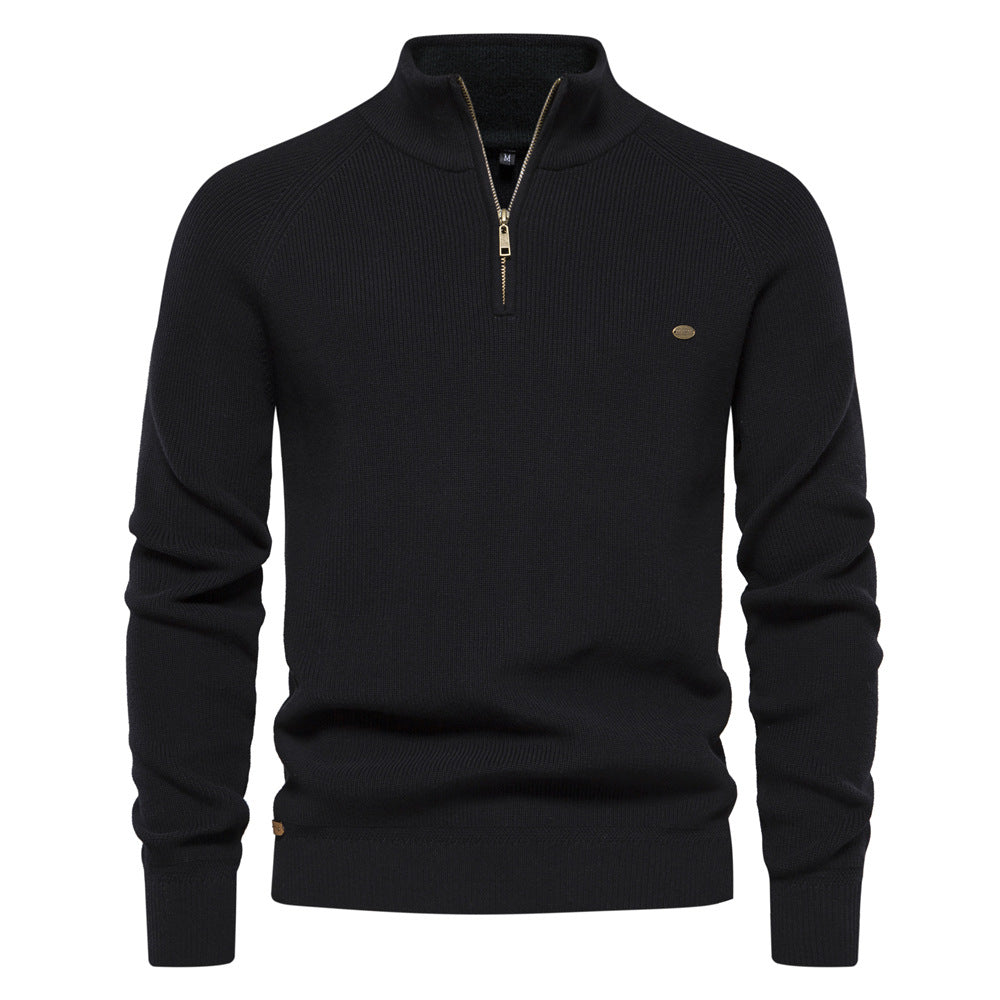 Pull homme demi-zippé côtelé