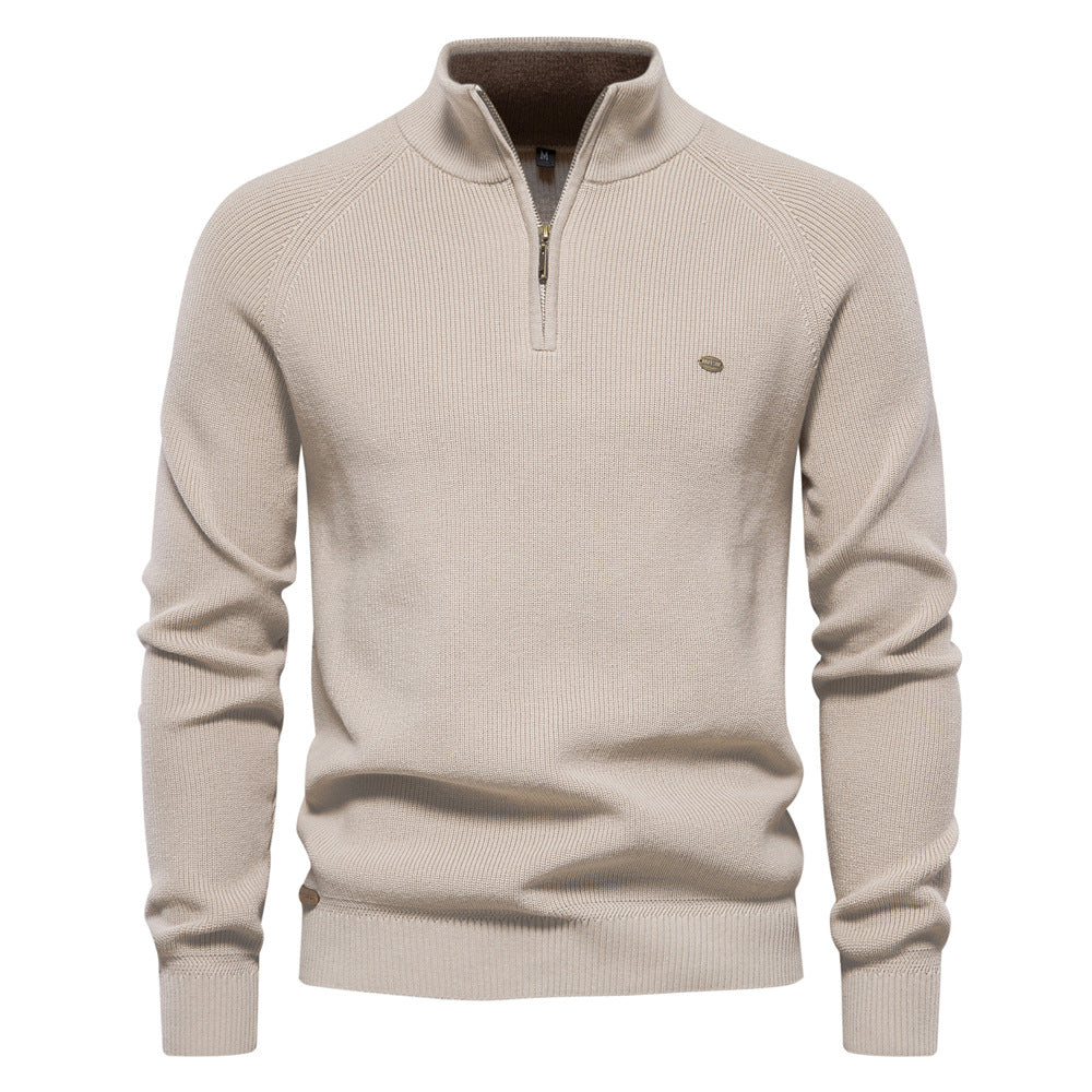 Pull homme demi-zippé côtelé