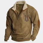 Pull homme doublé col montant demi-zip manches longues