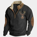Pull homme doublé col montant demi-zip manches longues