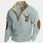 Pull homme doublé col montant demi-zip manches longues