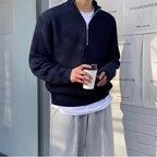 Pull homme en maille à col demi-zippé