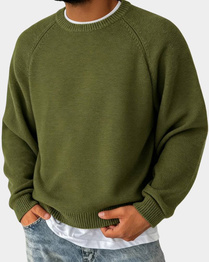Pull homme en maille à col rond