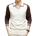 Pull homme maille col polo manches longues