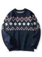 Pull homme maille col rond à motif imprimé
