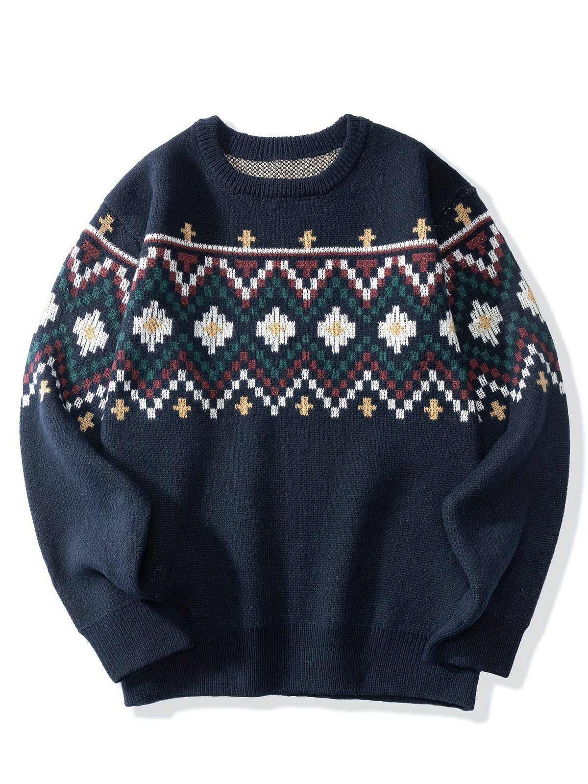 Pull homme maille col rond à motif imprimé