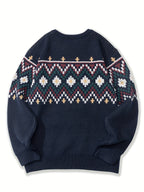Pull homme maille col rond à motif imprimé