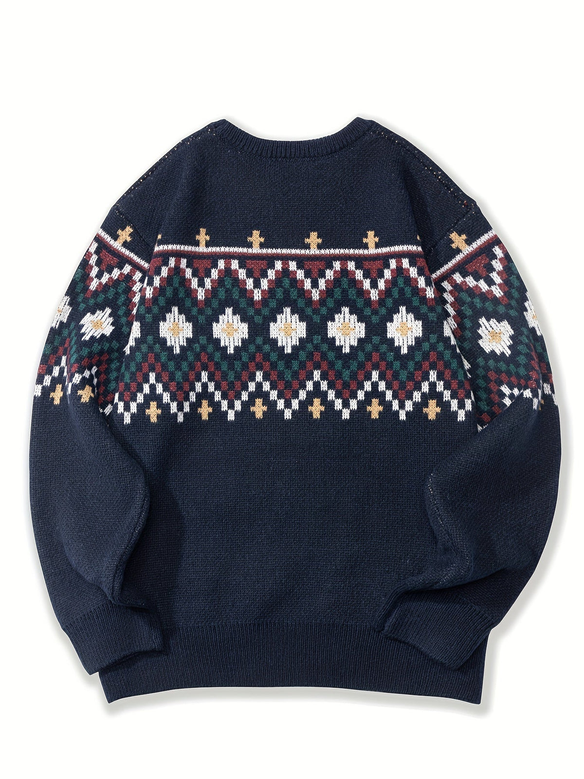 Pull homme maille col rond à motif imprimé