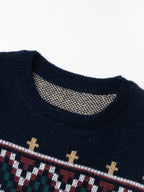 Pull homme maille col rond à motif imprimé