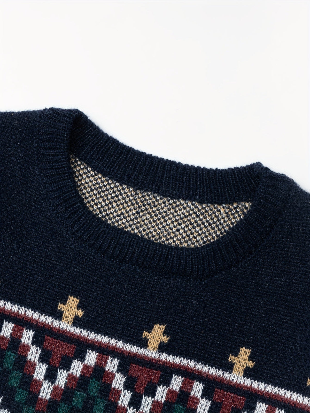 Pull homme maille col rond à motif imprimé