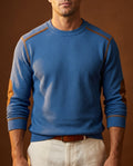 Pull homme maille col rond à coudières