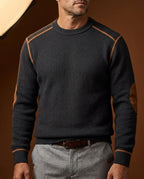 Pull homme maille col rond à coudières