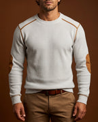 Pull homme maille col rond à coudières