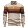 Pull homme rayé col zippé