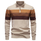 Pull homme rayé col zippé