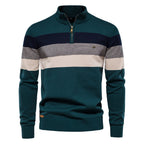 Pull homme rayé col zippé