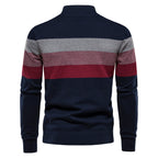 Pull homme rayé col zippé