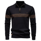 Pull homme rayé demi-zip
