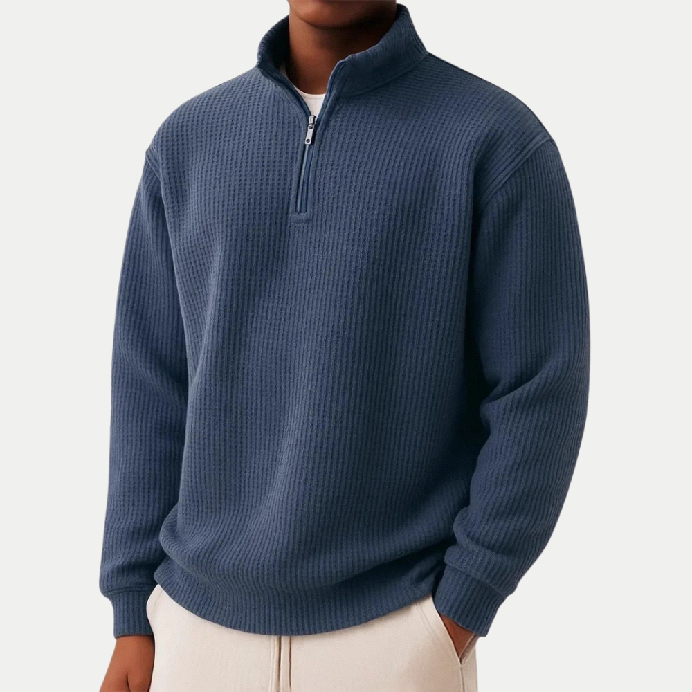 Pull homme texturé à col zippé