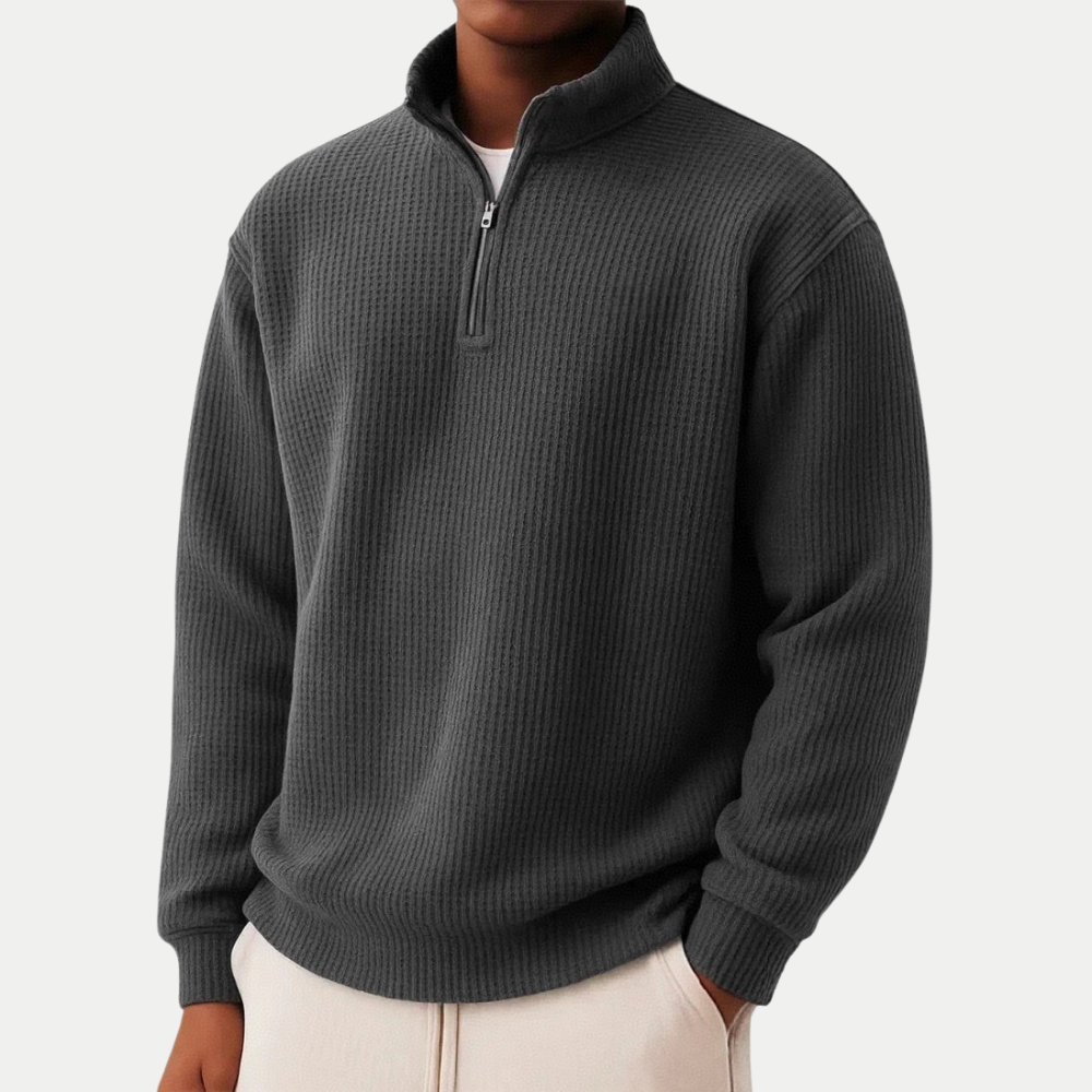 Pull homme texturé à col zippé