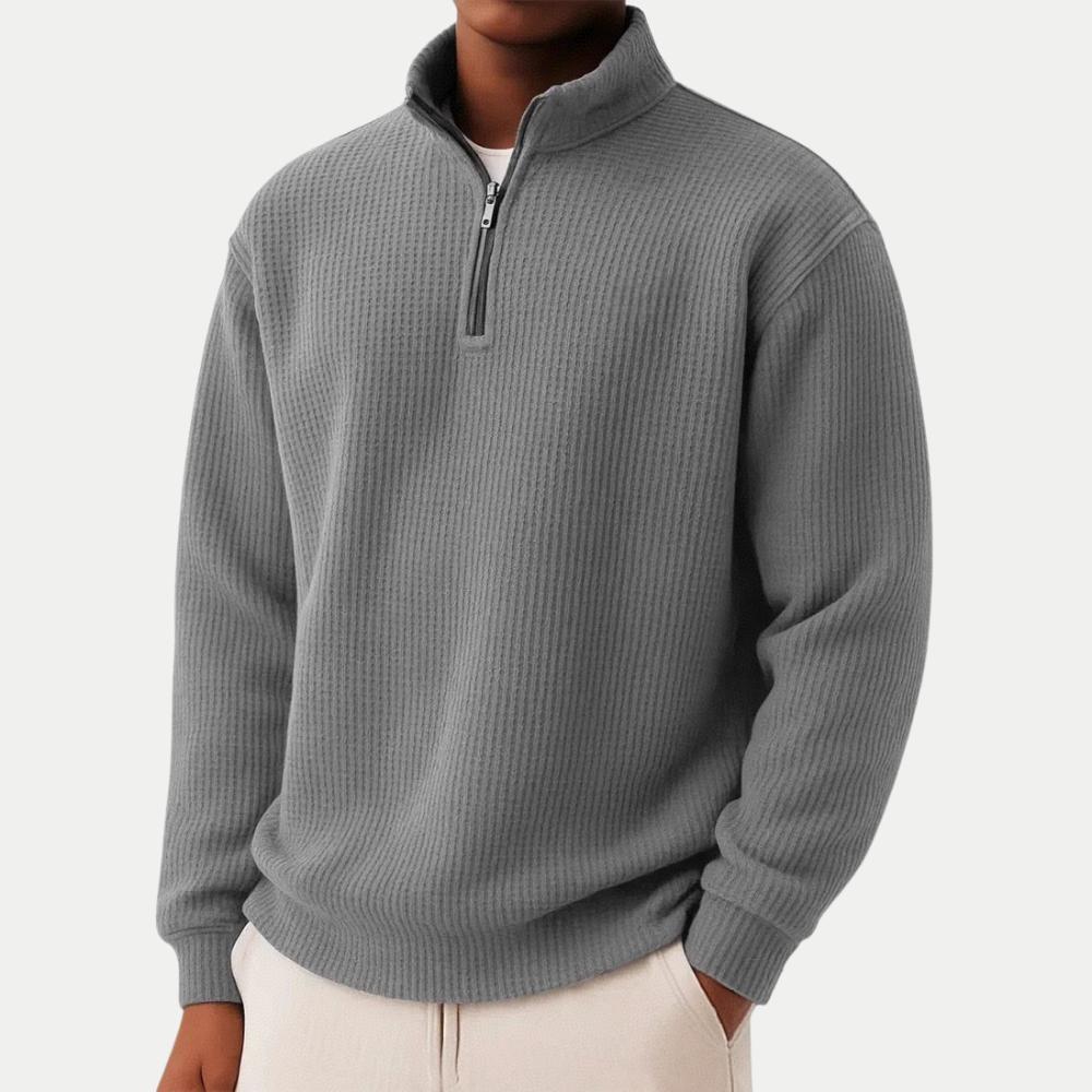 Pull homme texturé à col zippé