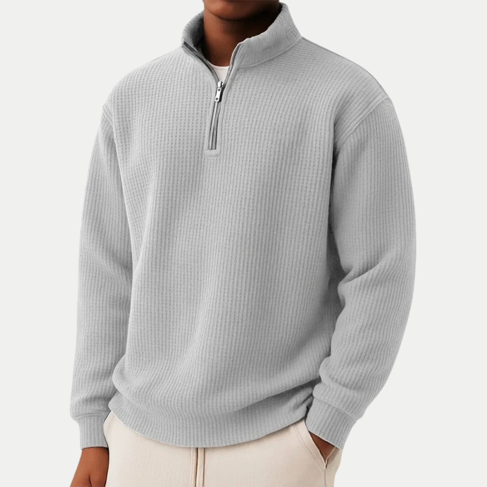 Pull homme texturé à col zippé