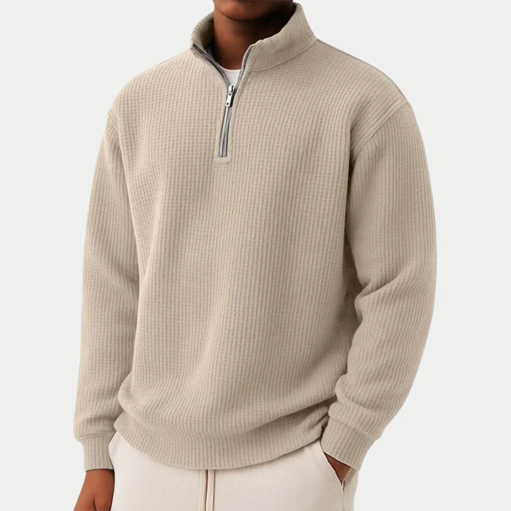 Pull homme texturé à col zippé
