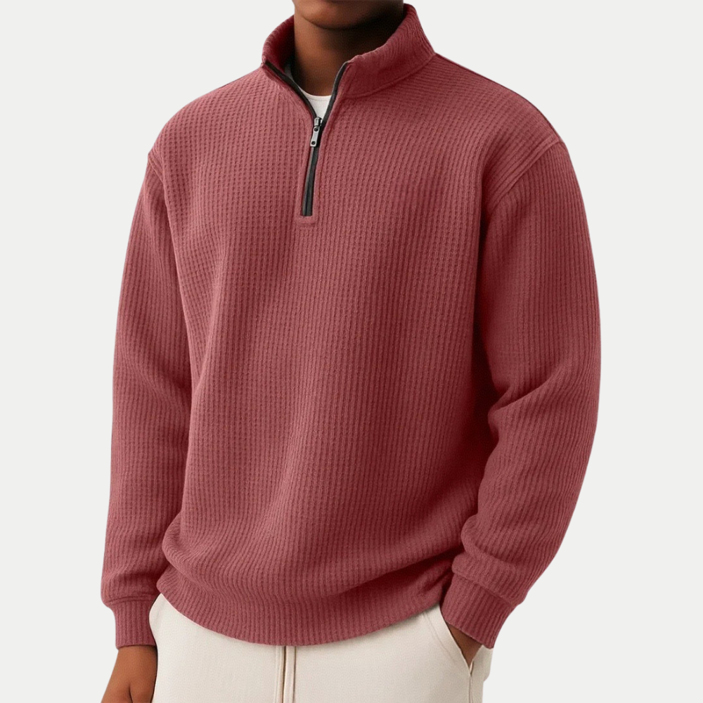 Pull homme texturé à col zippé