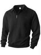 Pull homme torsadé à col zippé