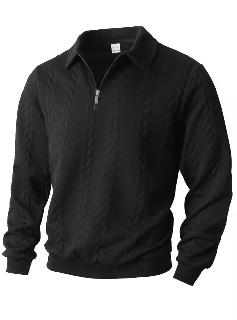 Pull homme torsadé à col zippé