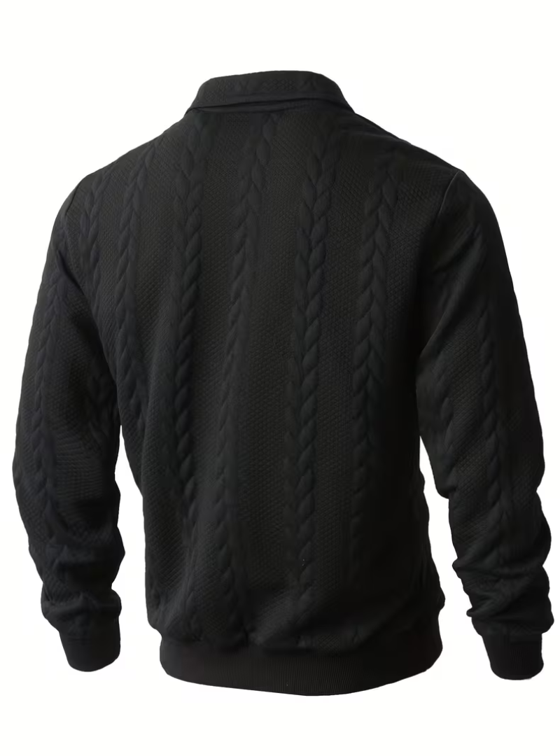 Pull homme torsadé à col zippé
