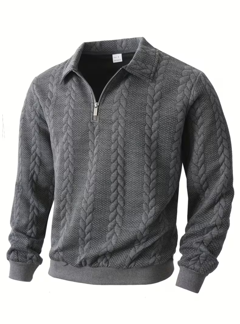 Pull homme torsadé à col zippé