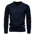 Pull homme uni col V