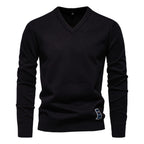 Pull homme uni col V