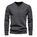 Pull homme uni col V