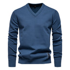 Pull homme uni col V
