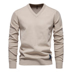 Pull homme uni col V