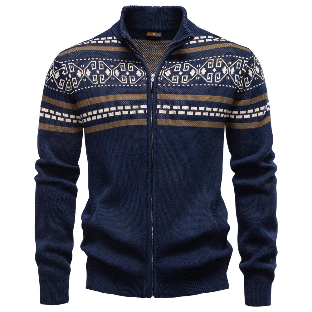Pull homme zippé à motifs