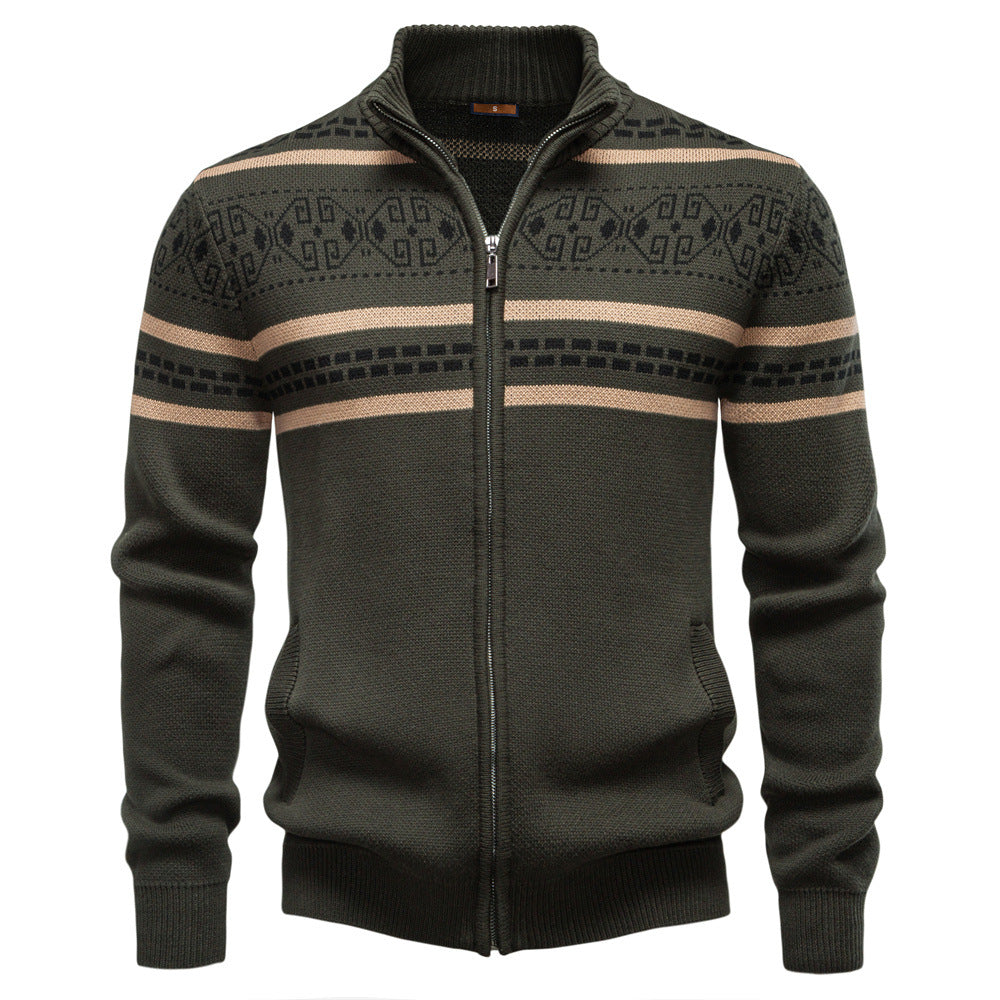 Pull homme zippé à motifs