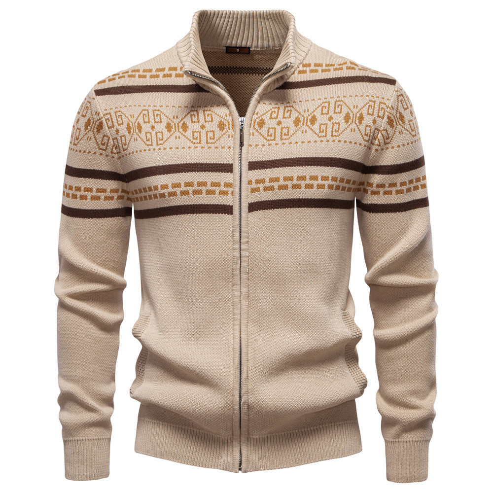 Pull homme zippé à motifs